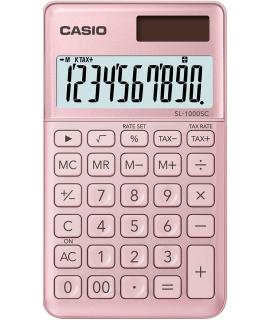 Casio SL-1000SC Calculadora de Bolsillo - Pantalla Extragrande de 10 Digitos - Alimentacion Solar y Pilas - Color Rosa