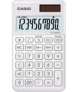 Casio SL-1000SC Calculadora de Bolsillo - Pantalla Extragrande de 10 Digitos - Alimentacion Solar y Pilas - Color Blanco