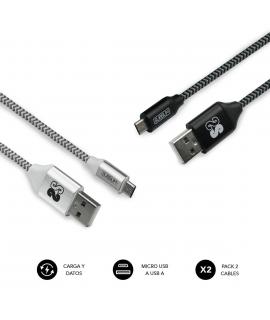 Subblim Pack de Cables USB a y Micro USB - Alta Velocidad de Carga - Sincronizacion de Datos hasta 480 Mbps - Fibra de Nailon Re
