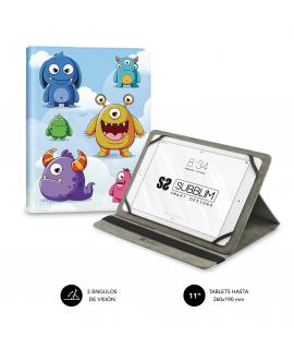 Subblim Trendy Case Funda Universal para Tablet - Diseño de Monstruos Infantiles - Soporte Antideslizante - Acabado en PU