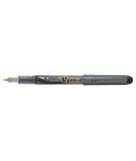 Pilot Pluma Estilografica V-Pen Silver - Desechable - Tinta Liquida - Punta de Acero - Trazo de 0.5mm - Color Negro
