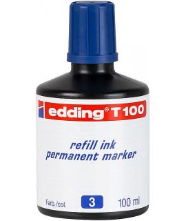 Edding T100 Bote de Recarga para Rotulador Permanente - Capacidad 100ml - Color Azul