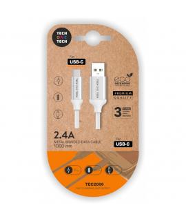 TechOneTech Cable USB-A Macho a USB-C Macho - Recubierto de Nylon Trenzado - Longitud 1m