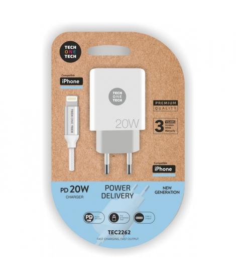 TechOneTech Cargador de Pared PD 20W + Cable USB-C a Lightning