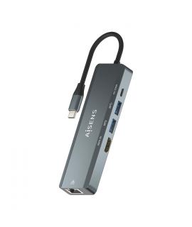 Aisens USB-C Dock 5 en 1 - USB-C a 1xHDMI - 1xRJ45 - 2xUSB - 1xpd - 15cm - Color Gris