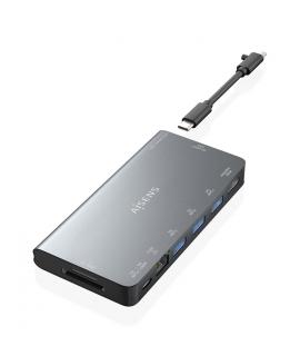 Aisens USB-C Dock 8 en 1 - USB-C a 1xHDMI - 1xRJ45 - 3xUSB-A - 1xUSB-C Datos+PD - 1xSD - 1xMicro SD - 10cm - Color Gris