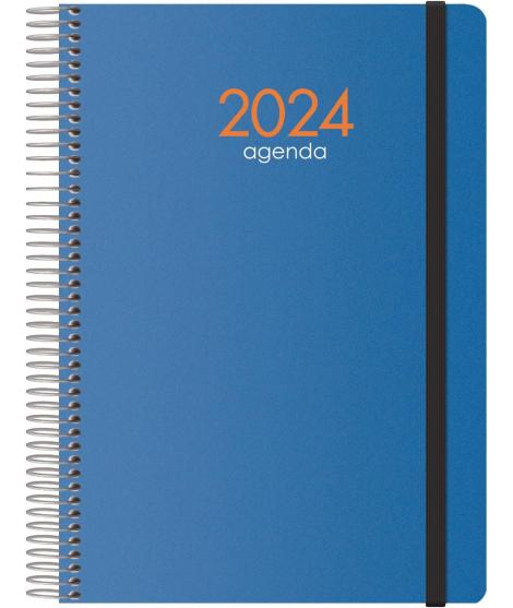 Dohe Syncro Agenda Anual - Semana Vista - Cubierta de Plastico - Cierre con Goma Elastica - Tamaño 15x21cm - Color Azul