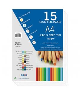 Dohe Pack de 15 Cartulinas A4 - 21x29.7cm - Gramaje de 180g - Color Blanco