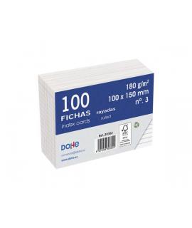 Dohe Fichas de Cartulina Offset Blanca - 180g - Rayadas - Paquete de 100 Unidades