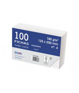 Dohe Fichas de Cartulina Offset Blanca - 180g - Rayadas - Paquete de 100 Fichas