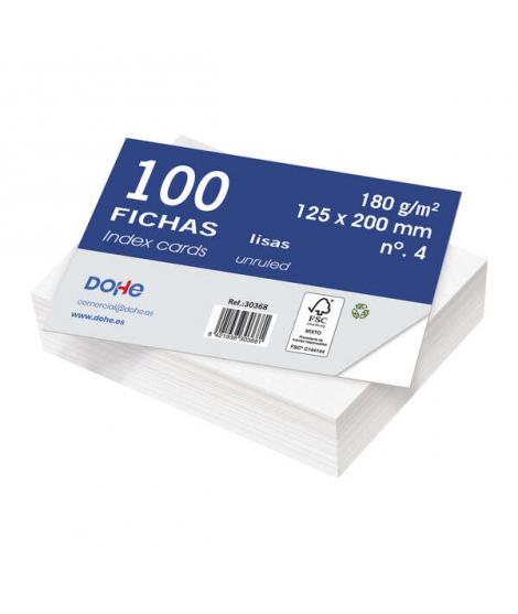 Dohe Fichas de Cartulina Offset Blanca - 180g - Paquete de 100 Unidades - Lisas