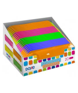 Dohe Expositor de 20 Portatodos Redondos de PVC Transparente Fluorescente - Colores Surtidos