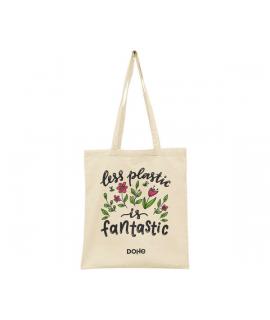 Dohe Totebag de Algodon Reciclado y Organico - 220gr - Asas Largas - Sostenible y Respetuoso con el Medio Ambiente - Espacioso y