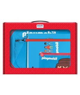 Dohe Pack Mochila, Carpeta y Portatodo Playmobil - Maletin Regalo 365x515x105mm - Carpeta A4 Recambio - Mochila 3 Compartimentos