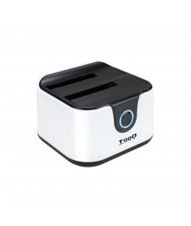 Tooq Docking Station USB 3.0 - HDD/SSD 2.5", 3.5" SATA I,II,III - Boton de Clonacion - Copia de Seguridad - Color Blanco/Negro