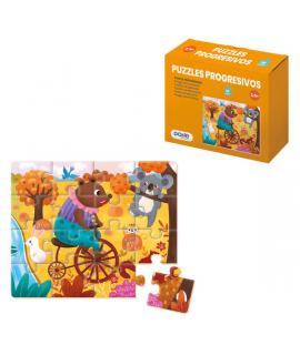 Dohe Puzzle Educativo para Niños - 16 Piezas - Doble Capa de Carton y Contrachapado - Estimula Imaginacion y Razonamiento - Colo