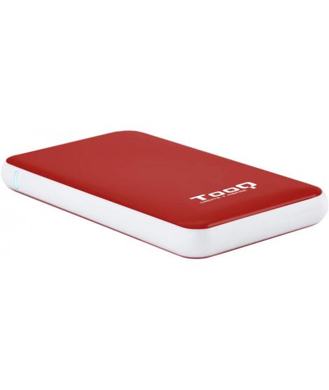Tooq Carcasa Externa HDDSDD 2.5" hasta 9.5mm SATA USB 3.03.1 Gen 1 - Sin Tornillos - Color RojoBlanco