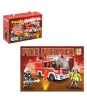 Dohe Playmobil Puzzle para Niños de 48 Piezas - Tematica Bomberos - Doble Capa de Carton - Capa Intermedia de Contrachapado - Es