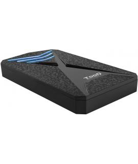 Tooq Carcasa Externa Gaming HDD/SDD 2.5" hasta 9.5mm SATA USB 3.0/3.1 Gen 1 - Iluminacion LED Azul - Sin Tornillos - Color Negro
