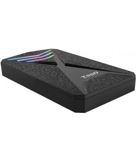 Tooq Carcasa Externa Gaming HDD/SDD 2.5" hasta 9.5mm SATA USB 3.0/3.1 Gen 1 - Iluminacion LED RGB - Sin Tornillos - Color Negro