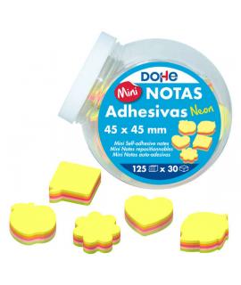 Dohe Expositor de 30 Mini Notas Adhesivas Neon - 4.5x4.5cm - Formas Surtidas - 125 Hojas Cada una