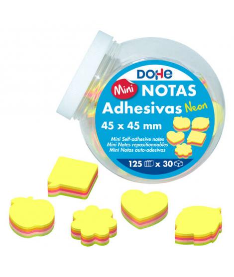 Dohe Expositor de 30 Mini Notas Adhesivas Neon - 4.5x4.5cm - Formas Surtidas - 125 Hojas Cada una