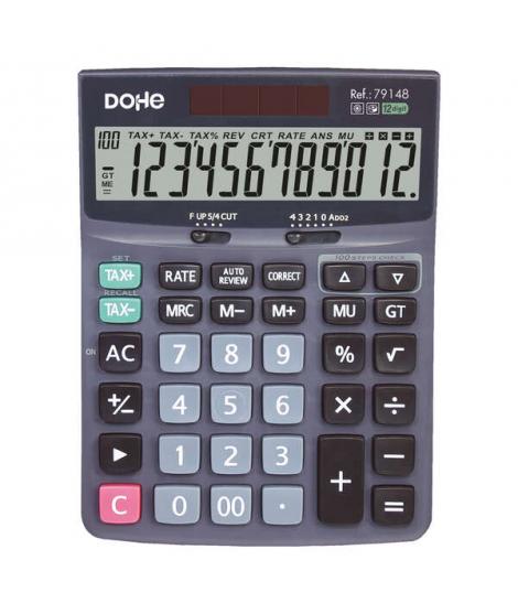 Dohe Calculadora Electronica de Sobremesa - Pantalla LCD de 12 Digitos - Alimentacion Solar y a Pilas - Teclas de Gran Tamaño