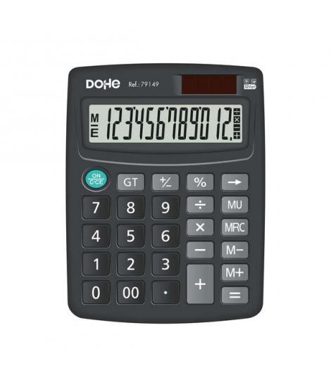 Dohe Calculadora Electronica de Sobremesa - Pantalla LCD de 12 Digitos - Alimentacion Solar y a Pilas - Teclas de Gran Tamaño