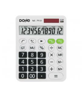 Dohe Calculadora Electronica de 12 Digitos - Pantalla Reclinada - Alimentacion Solar y a Pilar - Apagado Automatico - Teclas de 