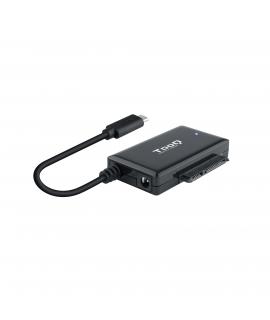 Tooq Adaptador USB 3.0 USB-C a SATA para Discos Duros de 2.5? y 3.5? con Alimentador - Color Negro