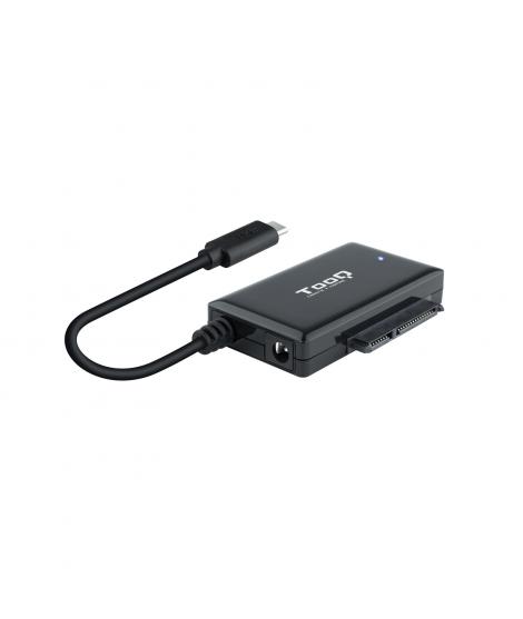 Tooq Adaptador USB 3.0 USB-C a SATA para Discos Duros de 2.5? y 3.5? con Alimentador - Color Negro