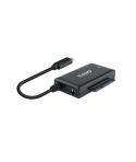 Tooq Adaptador USB 3.0 USB-C a SATA para Discos Duros de 2.5? y 3.5? con Alimentador - Color Negro