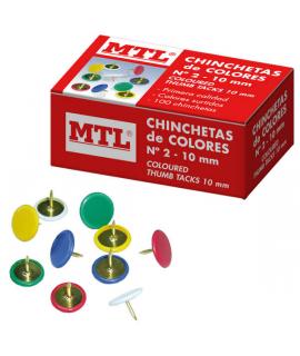 Dohe Caja de 100 Chinchetas de Colores Surtidos del Nº2 - Fabricadas con Materiales de Gran Resistencia y Calidad