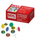 Dohe Caja de 100 Chinchetas de Colores Surtidos del Nº2 - Fabricadas con Materiales de Gran Resistencia y Calidad