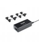 Tooq Cargador Universal Automatico para Portatil 65W - USB - 8 Adaptadores - Voltaje 18.5-20V