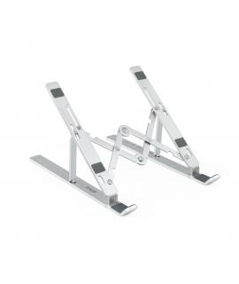 Tooq Soporte para Portatil hasta 15" - 7 Niveles de Altura - Plegable - Base Antideslizante - Peso Max 5kg - Color Plata