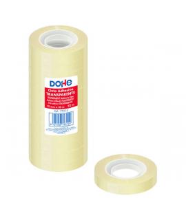 Dohe Pack de 12 Cintas Adhesivas de Polipropileno 12mmx33m - Alta Resistencia y Potente Adhesivo - Transparente