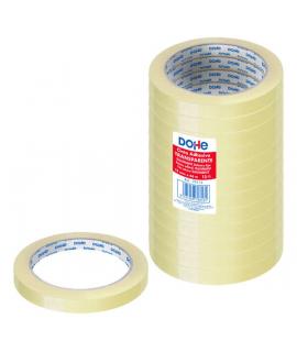 Dohe Pack de 12 Cintas Adhesivas de Polipropileno 12mm x 66m- Alta Resistencia y Potente Adhesivo - Transparente