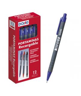 Dohe Portaminas Recargable con Cuerpo de Plastico - para Minas de grafito de 0.5mm - Punta Acolchada Metalica - Clip y Goma de B