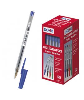Dohe Boligrafos de Tinta a Base de Aceite - Punta de Bola de 1mm - Trazo de 0.4mm - Cuerpo Transparente y Capucha Ventilada