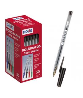 Dohe Boligrafos de Tinta a Base de Aceite - Punta de Bola Metalica de 1mm - Trazo de 0.4mm - Cuerpo Transparente y Capucha Venti