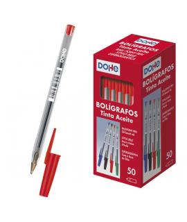 Dohe Boligrafos de Tinta a Base de Aceite - Punta de Bola de 1mm - Trazo de 0.4mm - Cuerpo Transparente y Capucha Ventilada