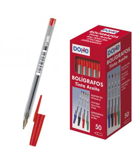 Dohe Boligrafos de Tinta a Base de Aceite - Punta de Bola de 1mm - Trazo de 0.4mm - Cuerpo Transparente y Capucha Ventilada