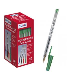 Dohe Boligrafos de Tinta a Base de Aceite - Punta de Bola Metalica de 1mm - Trazo de 0.4mm - Cuerpo Transparente con Capucha Ven