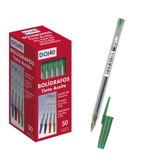 Dohe Boligrafos de Tinta a Base de Aceite - Punta de Bola Metalica de 1mm - Trazo de 0.4mm - Cuerpo Transparente con Capucha Ven