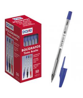 Dohe Boligrafos de Tinta a Base de Aceite - Punta de Bola Metalica de 1mm - Trazo de 0.4mm - Cuerpo Transparente y Capucha Venti