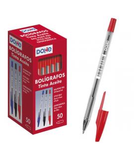 Dohe Boligrafos de Tinta a Base de Aceite - Punta de Bola Metalica de 1mm - Trazo de 0.4mm - Cuerpo Transparente y Capucha Venti