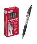 Dohe Boligrafos Retractiles de Tinta a Base de Aceite - Punta de Bola Metalica de 1mm - Trazo de 0.4mm - Cuerpo Transparente