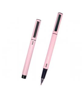 Dohe Boligrafos Elegantes de Metal Ligero - Cuerpo Ovalado en Rosa - Ergonomicos y Deslizamiento Perfecto - Capucha con Clip a J