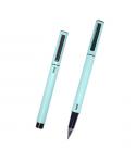 Dohe Boligrafos Elegantes de Aluminio - Cuerpo Ovalado en Verde - Ligeros y Ergonomicos - Capucha con Clip - Tinta Azul